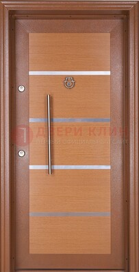 Коричневая входная дверь c МДФ панелью ЧД-33 в частный дом в Нижнем Новгороде