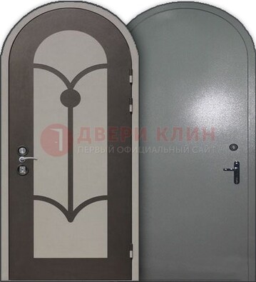 Серая входная арочная дверь ДА-2 в дом из пеноблоков в Балашихе