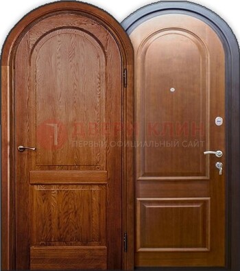 Стальная арочная дверь МДФ внутри ДА-4 в многоэтажный дом в Воронеже