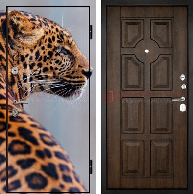 Металлическая дверь с фотопечатью леопарда ДФ-26 в Нижнем Новгороде