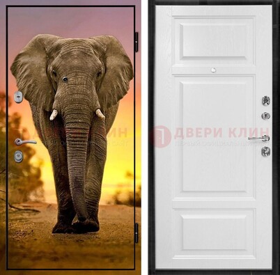Металлическая дверь с фотопечатью слона ДФ-30 в Нижнем Новгороде