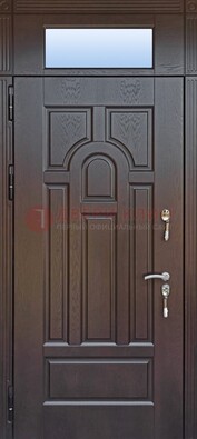 Железная дверь с фрамугой в коричневом цвете ДФГ-22 в Нижнем Новгороде