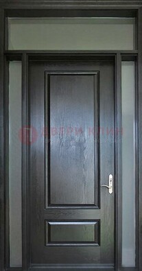 Черная металлическая дверь с фрамугами и стеклом ДФГ-24 в Дмитрове