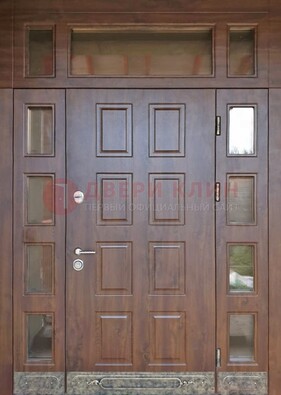 Стальная дверь МДФ со стеклом и фрамугами для дома ДФГ-29 в Нижнем Новгороде