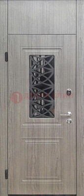 Металлическая дверь Винорит стекло и ковка с фрамугой ДФГ-33 в Сергиевом Посаде