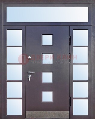 Современная железная дверь со стеклом и фрамугами ДФГ-4 в Нижнем Новгороде