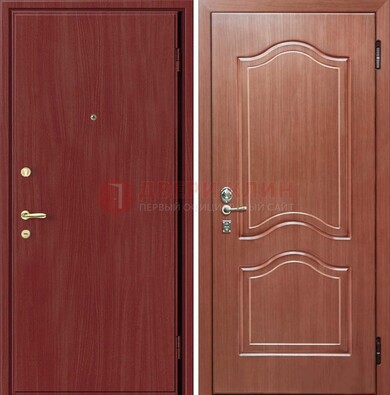 Красная металлическая дверь с ламинатом МДФ внутри ДЛ-8 в Перми
