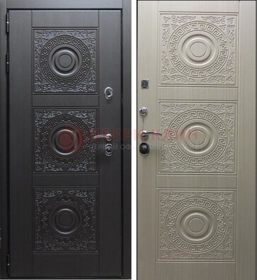 Темная стальная дверь с МДФ ДМ-161 для коттеджа в Нижнем Новгороде