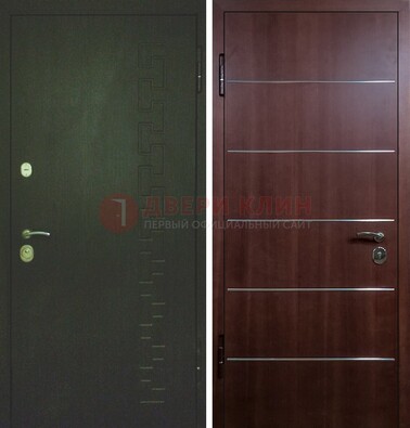 Темная металлическая дверь с МДФ ламинат с молдингами внутри ДМ-16 в Сергиевом Посаде