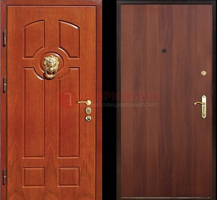 Оранжевая стальная дверь с МДФ ламинат внутри ДМ-18 в квартиру в Нижнем Новгороде