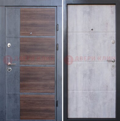 Серая железная дверь коричневой вставкой МДФ ДМ-211 в Курске
