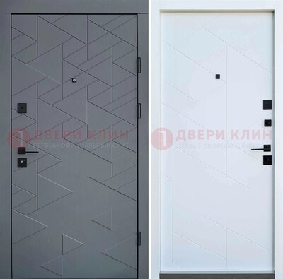 Серая металлическая дверь МДФ с узором  ДМ-224 в Нижнем Новгороде