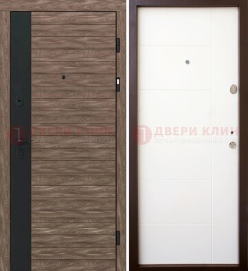 Коричневая входная дверь с черной вставкой МДФ ДМ-239 в Нижнем Новгороде