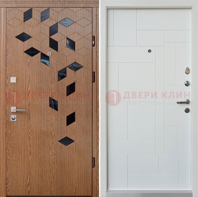 Металлическая белая дверь c МДФ Махагон ДМ-256 в Нижнем Новгороде
