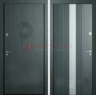 Темная железная дверь с МДФ и декоративной вставкой ДМ-25 в Нижнем Новгороде