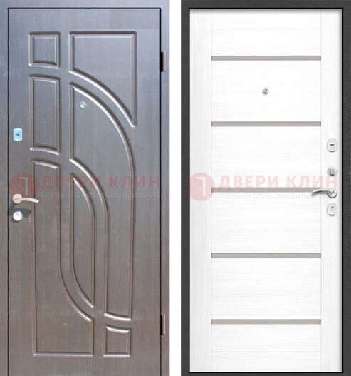 Железная классическая дверь серая со светлой МДФ ДМ-303