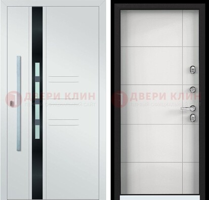 Металлическая дверь в белом цвете с МДФ ДМ-323 в Нижнем Новгороде