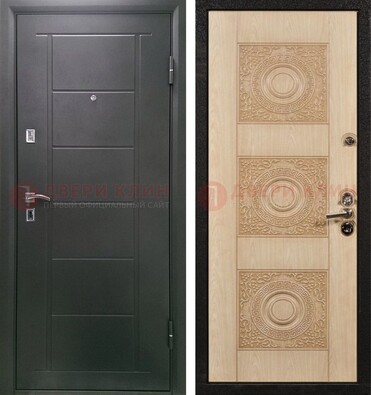 Темная железная дверь с МДФ в квартиру ДМ-344 в Нижнем Новгороде