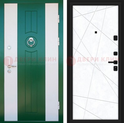 Зеленая железная дверь с панелями МДФ ДМ-369 в Нижнем Новгороде