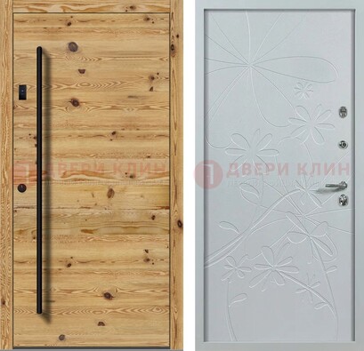 Металлическая дверь с МДФ в светлом цвете ДМ-412 в Нижнем Новгороде