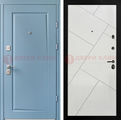 Синяя железная дверь с МДФ панелями ДМ-491 в Нижнем Новгороде