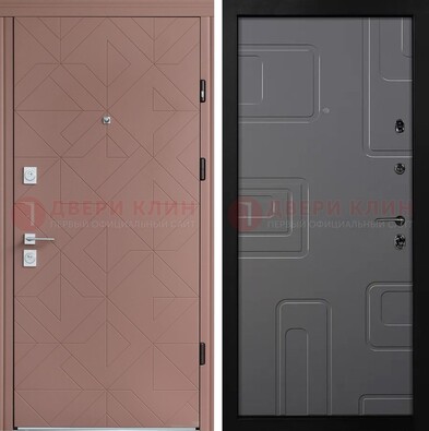 Красная стальная дверь в квартиру с МДФ хайтек ДМ-493 в Нижнем Новгороде