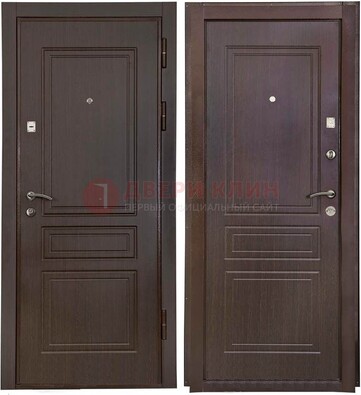 Антивандальная коричневая железная дверь с МДФ ДМ-61 в Лобне