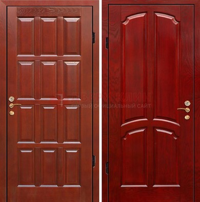 Красная металлическая дверь с массивом дуба ДМД-15 в Нижнем Новгороде