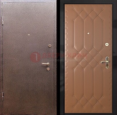 Коричневая металлическая дверь с порошковым окрасом ДП-22 в Талдоме