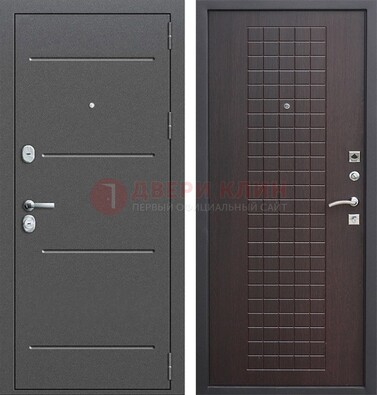 Металлическая дверь с порошковым покрытием и МДФ Махагон ДП-254 в Мурино
