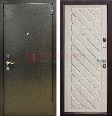 Темно-серая железная дверь с порошковым покрытием и филенчатой МДФ ДП-289 в Нижнем Новгороде