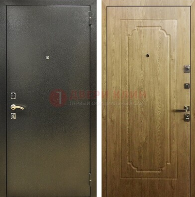 Темно-серая входная дверь с порошковым покрытием и МДФ Золотой дуб ДП-291 в Нижнем Новгороде