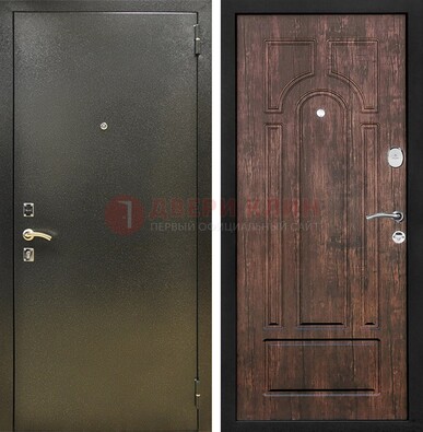 Темно-серая металлическая дверь с порошковым покрытием и МДФ коричневая ДП-292 в Нижнем Новгороде