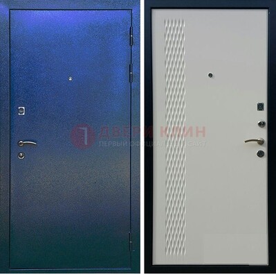 Синяя железная дверь с порошковым напылением ДП-49 в Санкт-Петербурге