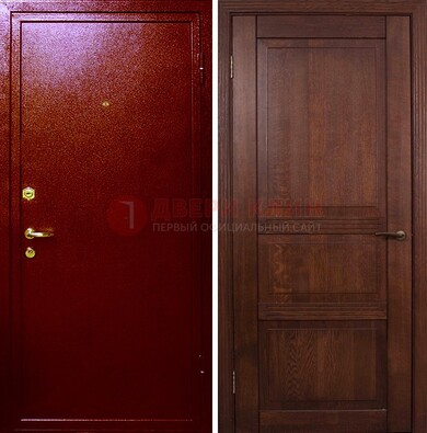 Красная железная дверь с порошковым окрасом ДП-58 в Нижнем Новгороде
