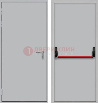 Белая металлическая противопожарная дверь с длинной ручкой ДПП-14 