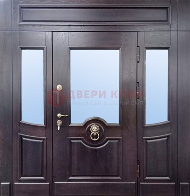 Филенчатая металлическая дверь с панелью МДФ и стеклом ДПР-102 в Нижнем Новгороде