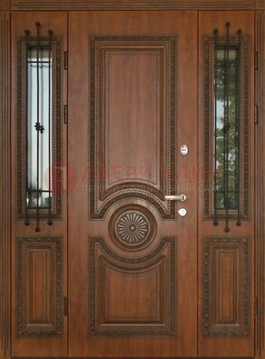 Парадная распашная стальная дверь Винорит со стеклом ДПР-106 в Нижнем Новгороде