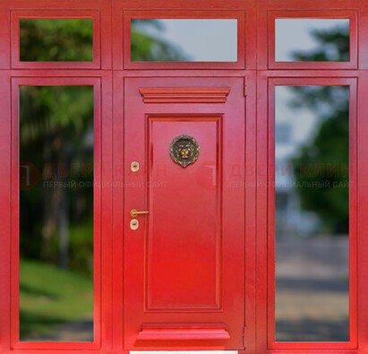 Красная парадная дверь для частного дома ДПР-88 в Нижнем Новгороде
