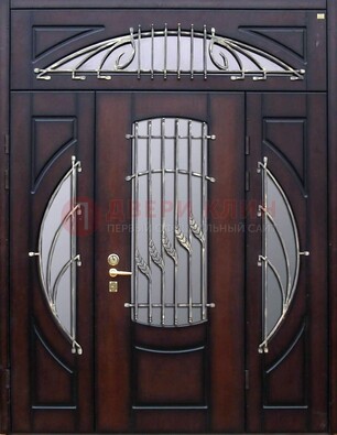Парадная дверь со стеклянными вставками и ковкой ДПР-9 для улицы в Нижнем Новгороде