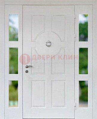 Белая стальная дверь со стеклом и фрамугами ДС-20 в Нижнем Новгороде