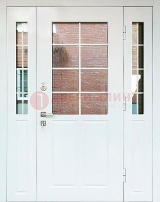 Белая стальная дверь со стеклом и фрамугами ДС-27 в Нижнем Новгороде