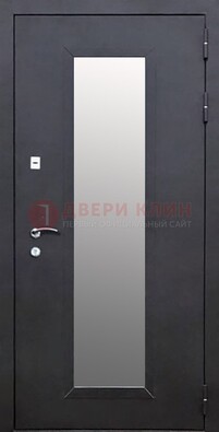 Черная стальная дверь порошок со стеклом ДС-33 в Химках
