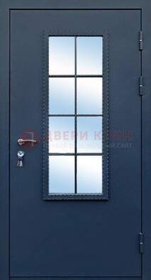 Темная металлическая дверь порошок со стеклом ДС-34 в Нижнем Новгороде