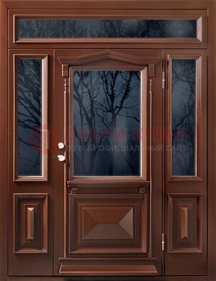 Коричневая металлическая дверь со стеклом ДС-67 в Нижнем Новгороде