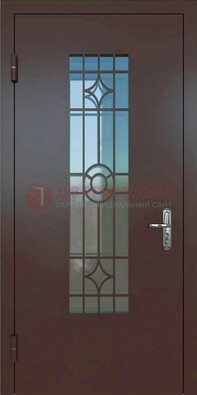 Входная металлическая дверь со стеклом для дома ДС-6 в Великом Новгороде
