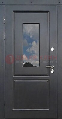 Чёрная металлическая дверь со стеклом ДС-77 в Нижнем Новгороде