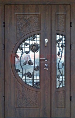 Входная дверь стекло с ковкой и резьбой ДСК-202 в Нижнем Новгороде