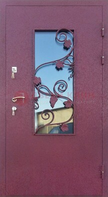 Железная дверь Порошок со стеклом и ковкой лозы ДСК-220 в Нижнем Новгороде