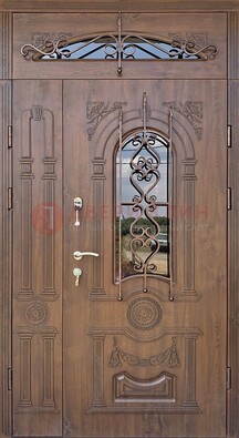 Распашная стальная дверь Винорит со стеклом и ковкой ДСК-232 в Нижнем Новгороде